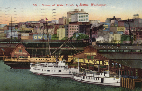 Section of the waterfront, Seattle, Washington, USA (coloured photo)