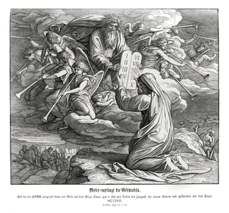 Moses receives the commandments, Exodus