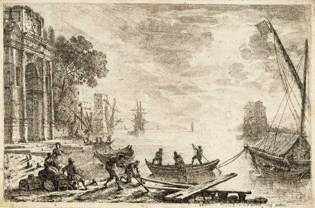 Harbour Scene With Rising Sun, 1634 (etching)