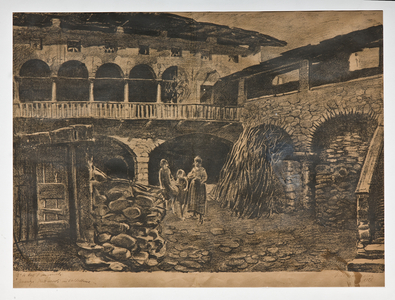 Medieval Ruins in Valtellina, 1922 (litho)