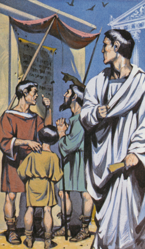 The Roman newspaper, which was posted in public places (colour litho)