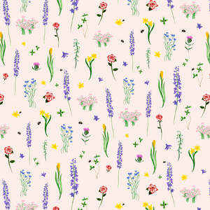 Coronation Florals, blush, 2023, (watercolor, digital)