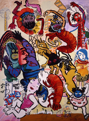 The Vivian Girls with Windmills, 1984 (Acrylic on canvas)