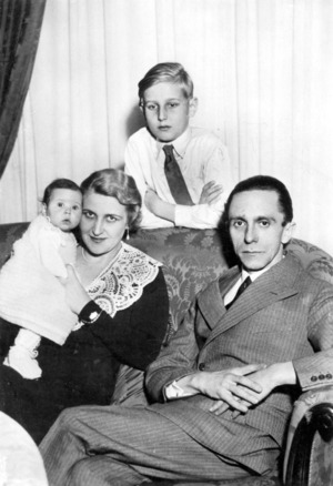 Dr. Josef Goebbels with family, 1932 (b/w photo)
