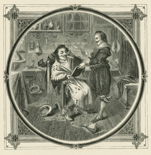 Who would learn to shave well, should first practise on a fool's beard (engraving)