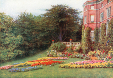 By the Terrace, Brocket Hall (colour litho)