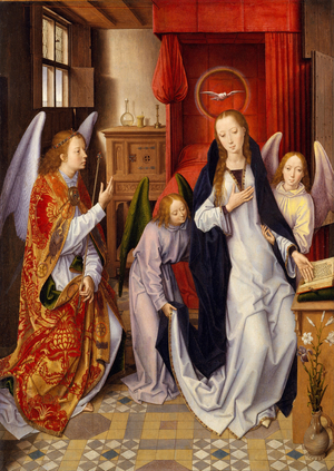The Annunciation, 1480-89 (oil on panel, transferred to canvas)