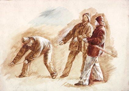 Study of Fishermen at Work (bodycolour & w/c on paper)