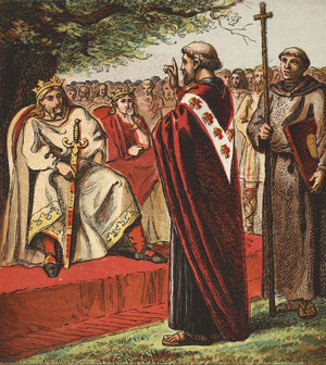Saint Augustine and the Saxons, pub. 1890 (colour lithograph)