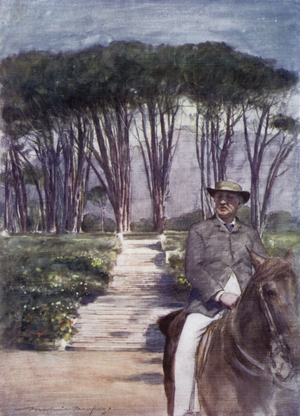 Cecil J Rhodes at Groote Schuur (colour litho)
