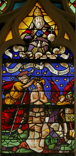 Window depicting the Jordan Baptism (stained glass)