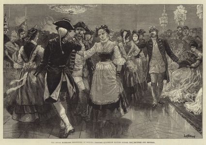 The Royal Marriage Festivities at Berlin, Costume Quadrille danced before the Emperor and Empress (engraving)