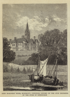 Aged Mariners' Home, Egremont, Cheshire, opened on the 16th December by the Duke of Edinburgh (engraving)