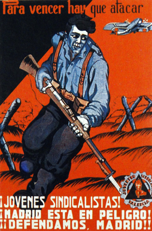 Syndicalist Propaganda poster for the defence of Madrid, 1936
