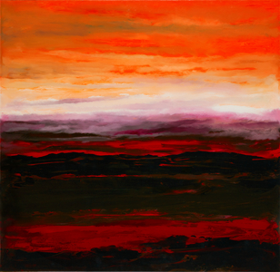 Imagined Realm: Orange Sky, 2025 (oil on glass)
