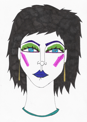 Girl with Blue EyesBlue hair (felt tip pen on paper)