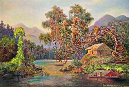 Sri Lanka: Trees hung with lianas by the Kalu Ganga. Watercolour by the German scientist and traveller Ernst Haeckel, c.1882.