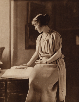 Lady Elizabeth Bowes-Lyon, future Queen Consort of King George VI, 1919 (b/w photo)