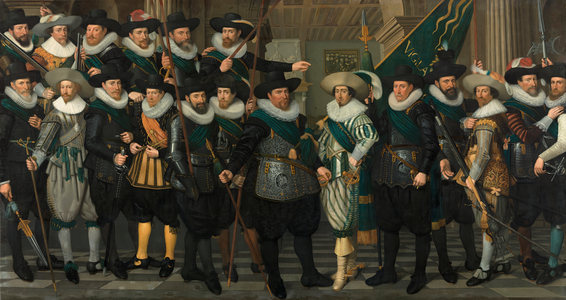 Civic Guardsmen of the Company of Captain Jacob Pieterszn Hooghkamer and Lieutenant Pieter Jacobszn van Rijn, 1628 (oil on canvas)