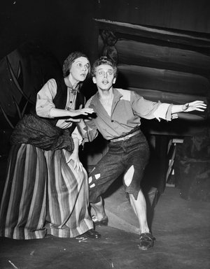 Oslo 19550430. The actors Tore Segelcke (t.v.) and Toralv Maurstad in "Peer Gynt" …, 1955 (photo)