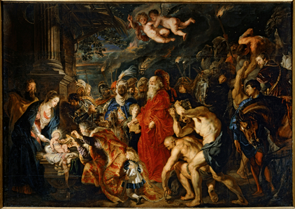 The adoration of the three Magi (painting on canvas)