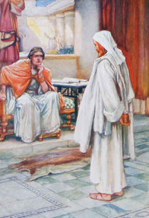 Jesus Christ on trial before e the roman governor of Jerusalem, Pontius Pilate