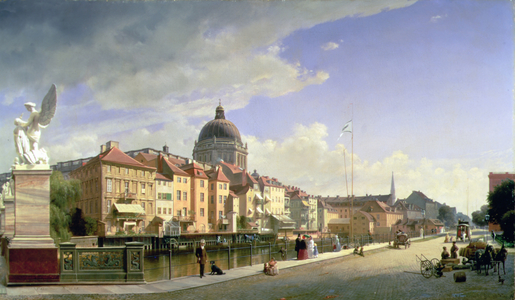 Schlossfreiheit von der Schlossbruecke, Berlin, 1855 (oil on canvas)