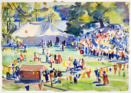 The Children's Circus on Severance Green at Wellesley College, 1936 (watercolour)