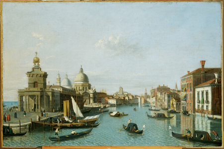 Canaletto surroundings? Venice, Canale Grande with Dogana and Santa Maria della Salute (painting on canvas)