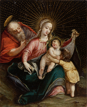 The Holy Family with Saint John the Baptist,18th century (oil with gold on copper)
