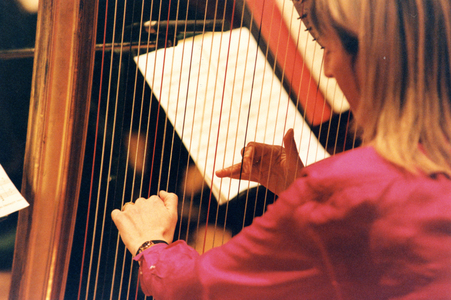 Harp being played Over