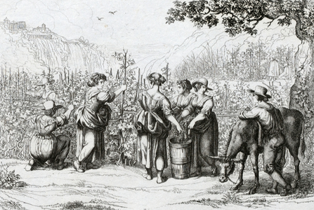 The Harvest in Tivoli, La Vendemmia in Tivoli, 1840, Italy, Harvest of the Grapes. Wine, Winemaking, Winery, Grape, Viticulture, Ripe, Rural, 19th Century, Food and Drink, Liszt Gourmet Archive