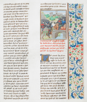 The death of Josse de Hallewin. Sir Josse de Hallewin (Halluyn) killed on the bridge at Comines, near Ghent, 1382.