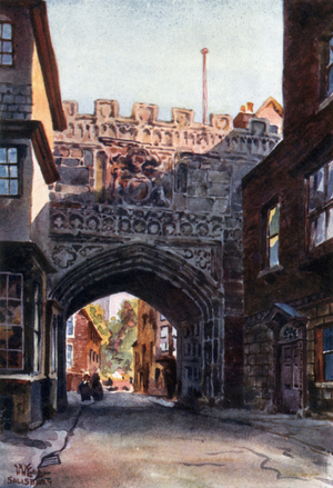 Salisbury, High Street Gateway into the Close (colour litho)