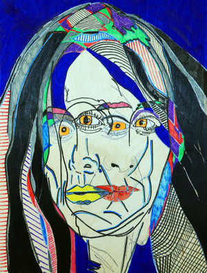 Surportrait : Fanie Demeule, 2019 (oil and acrylic on wood panel)