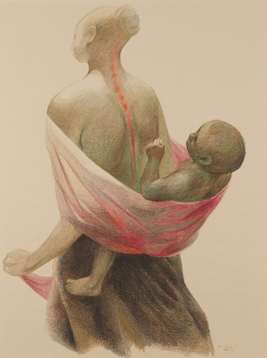 Mother and Child, 1953 (crayon and colored chalk)