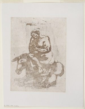 Acidia vestita di nero - Sloth seated on a donkey, c.1793 (printed in blacketching and aquatint)