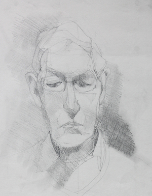 Drawing, Sad Man, 2013 (graphite and charcoal on paper)