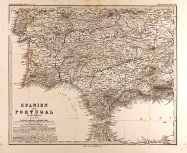 Map of Spain and Portugal, 1872 (engraving)