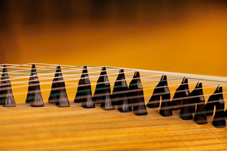 Close-up of Zheng strings and bridges