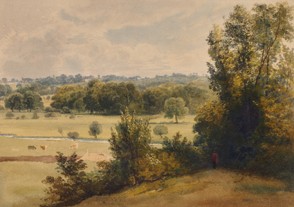 Landscape of trees and fields, 1810-65 (Watercolour)