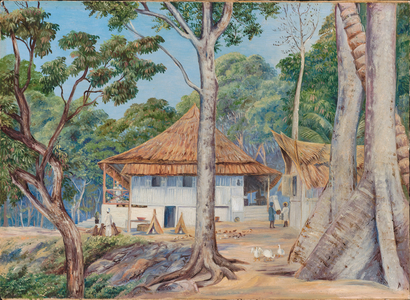 Dr. and Mrs. Hoad at home in Praslin, Seychelles, 1883 (oil on board)