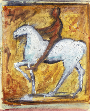 Rider on a White Horse; Cavaliere su un Cavallo Bianco, (gouache and watercolour on paper)
