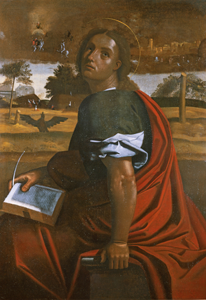 St John the Evangelist at Patmos (oil on canvas)