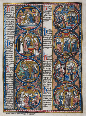 Biblical scenes and moralisations in a series of eight roundels