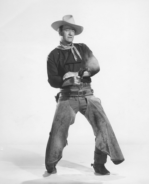 THE MAN WHO SHOT LIBERTY VALANCE, 1962 directed by JOHN FORD John Wayne (b/w photo)