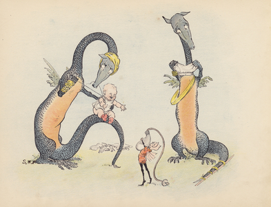 Illustration for Little Twin Dragons by S Rosamond Praeger (colour litho)