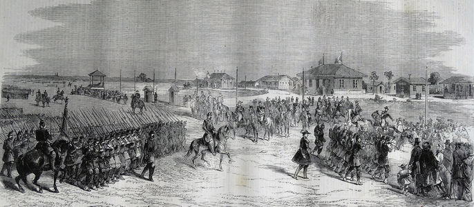 The Imperial Head-Quarters at the Camp at Chalons, 1860 (engraving)