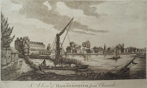 A View of Hammersmith from Chiswick, engraved by John Royce (fl.1764-90), c.1770 (engraving)