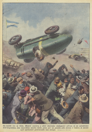 A fireball in the crowd (colour litho)